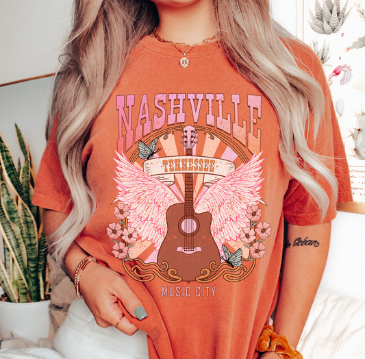Pink Nashville Graphic Comfort Colors Tee