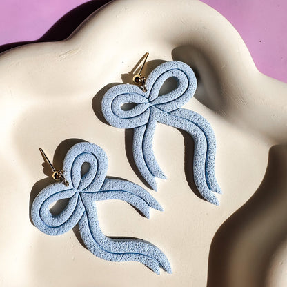 Blue Bow Earrings