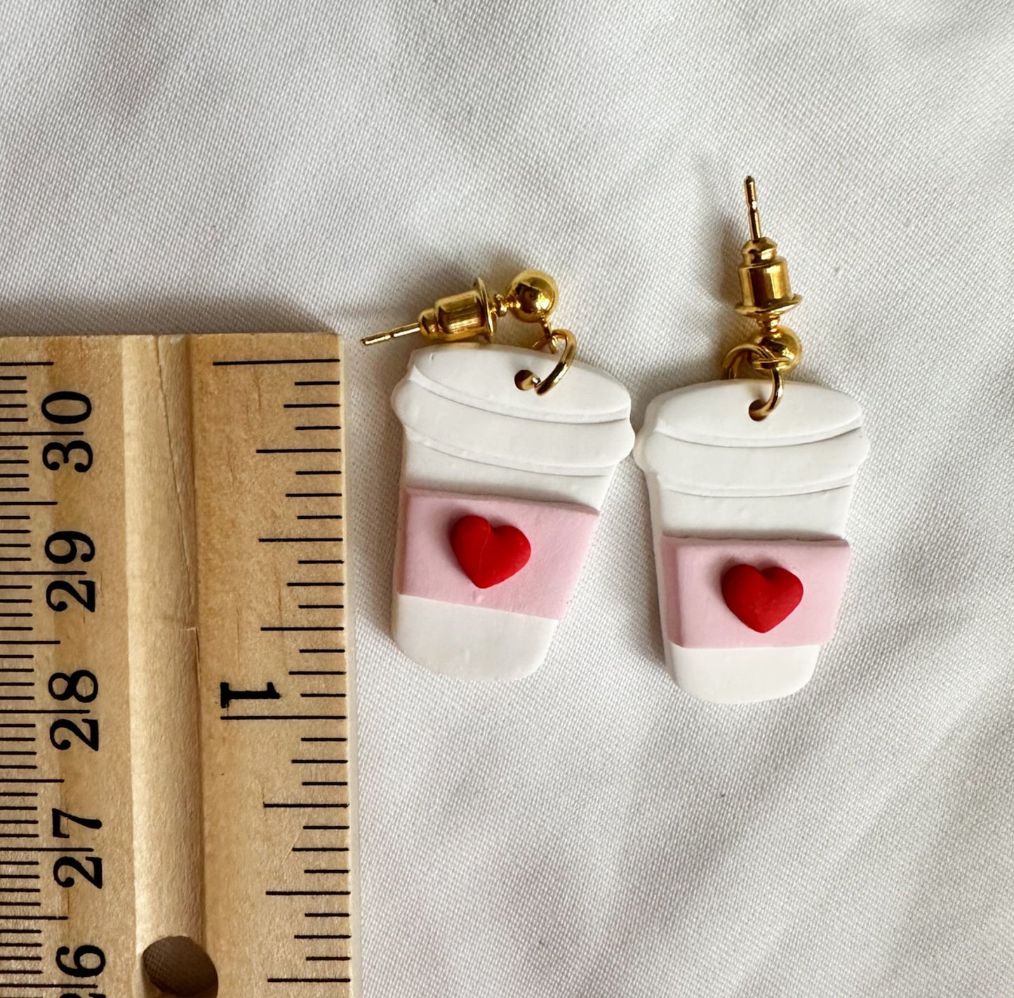 Valentines Coffee Cup Clay Earrings