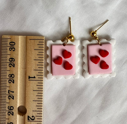 Valentines Day Stamp Clay Earrings