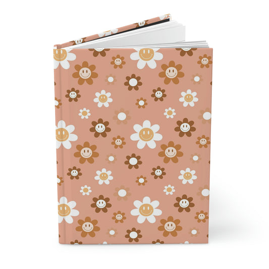 Pink Smiley Daisy Hardcover Journal Notebook